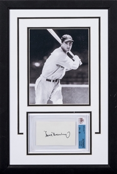 Hank Greenberg Autographed Cut  Encapsulated in Framed Photo Display (Beckett)